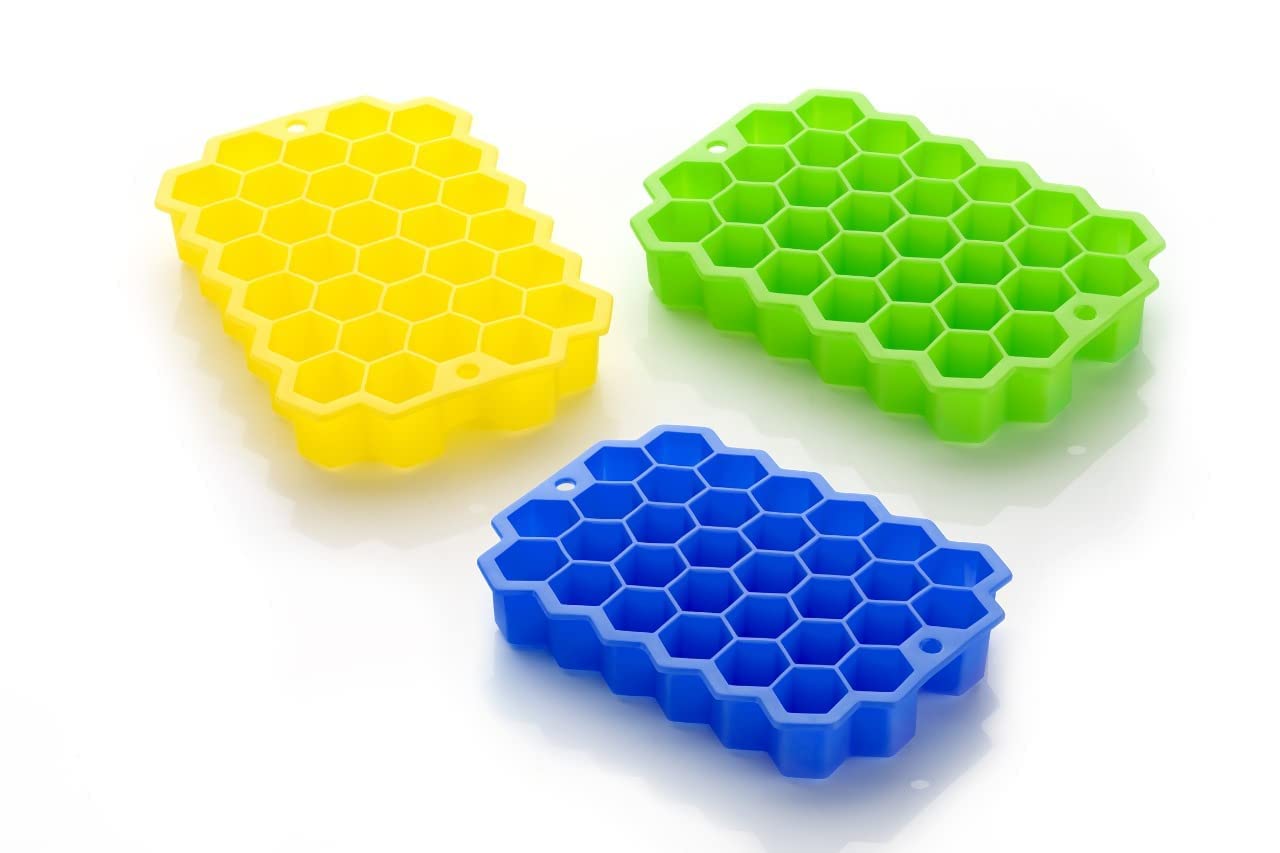 7161 Flexible Silicone Honeycomb Design 37 cavity Ice Cube Moulds Trays Small Cubes For Whiskey Tray For Fridge (Multicolor) DeoDap 7161 Flexible Silicone Honeycomb Design 37 cavity Ice Cube Moulds Trays Small Cubes For Whiskey Tray For Fridge (Multicolor) DeoDap